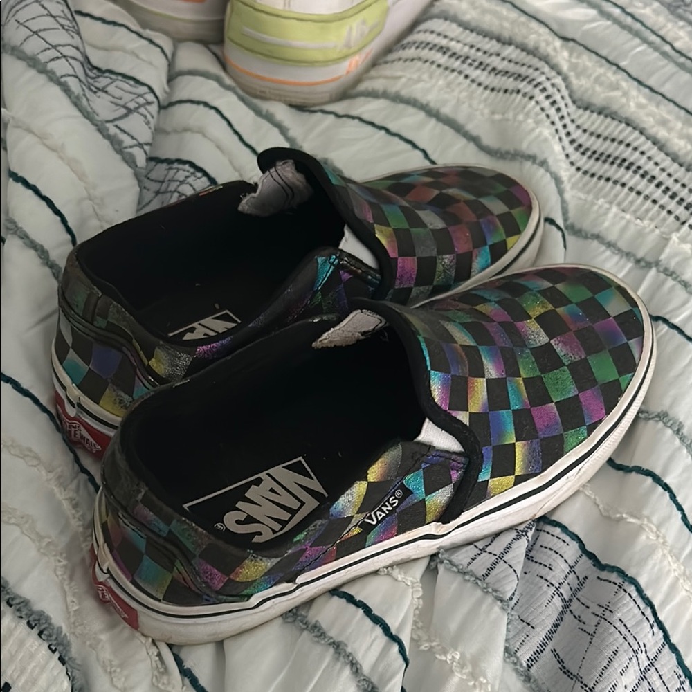 Vans Black Athletic Shoes with Checkered Pattern